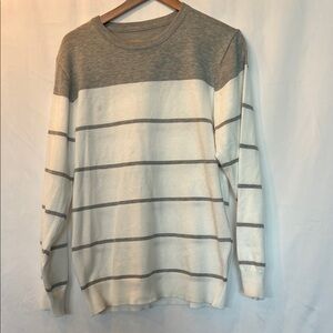 Gray and White Striped Sweater
